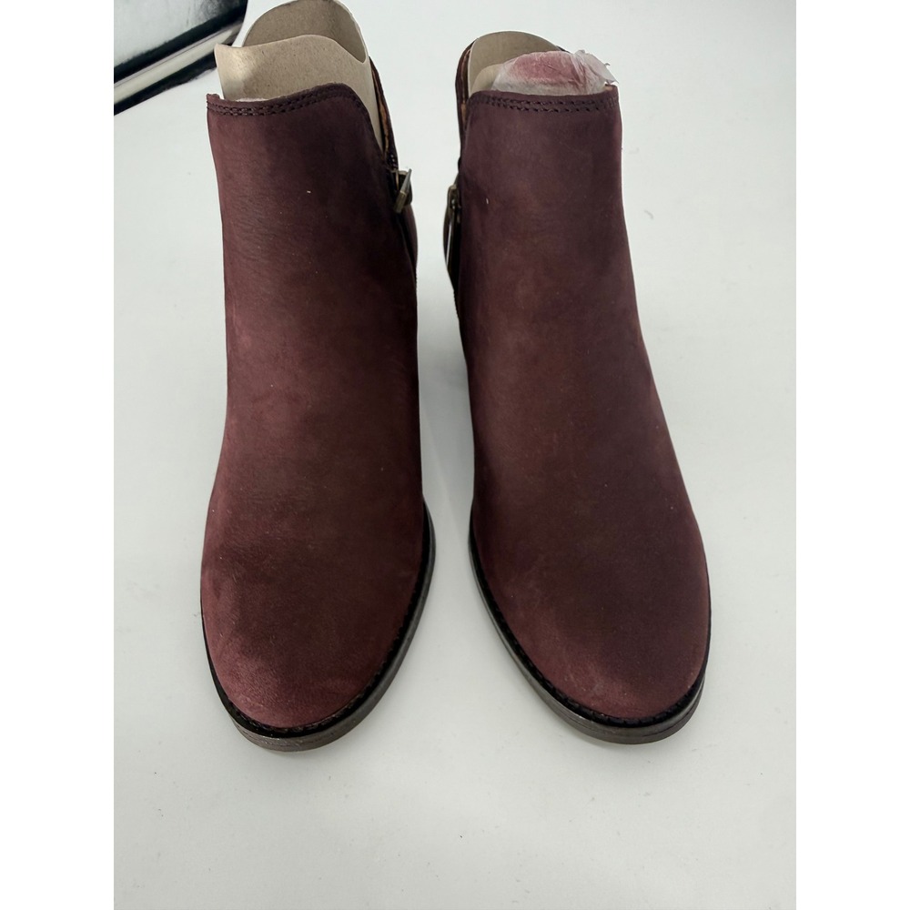 Earth Origins Womens Burgundy Nubuck Leather Ankle Boots Braided Detail Size 5M